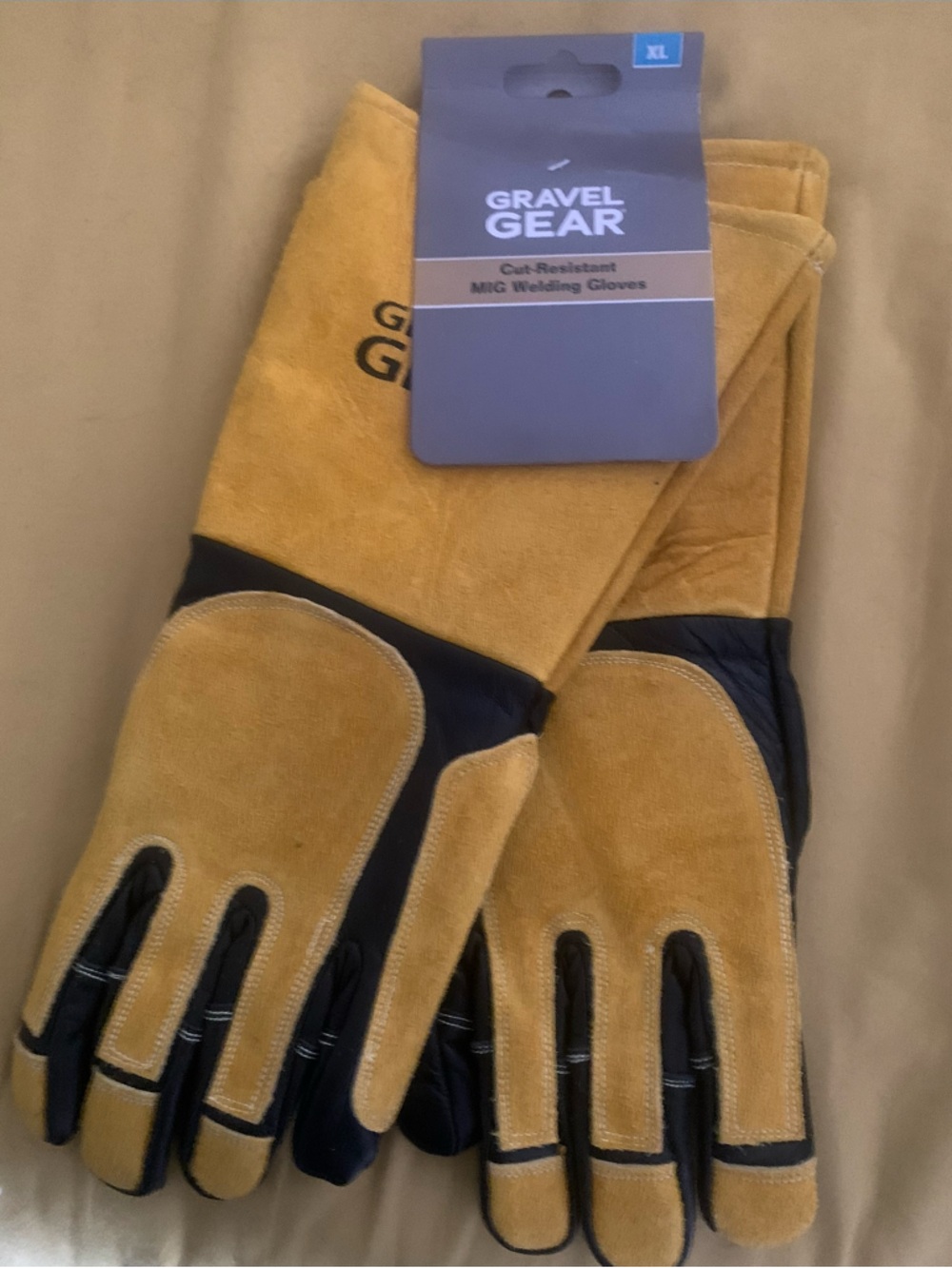 Gravel Gear Men's Cut-Resistant MiG  Welding Gloves in Gold and Black